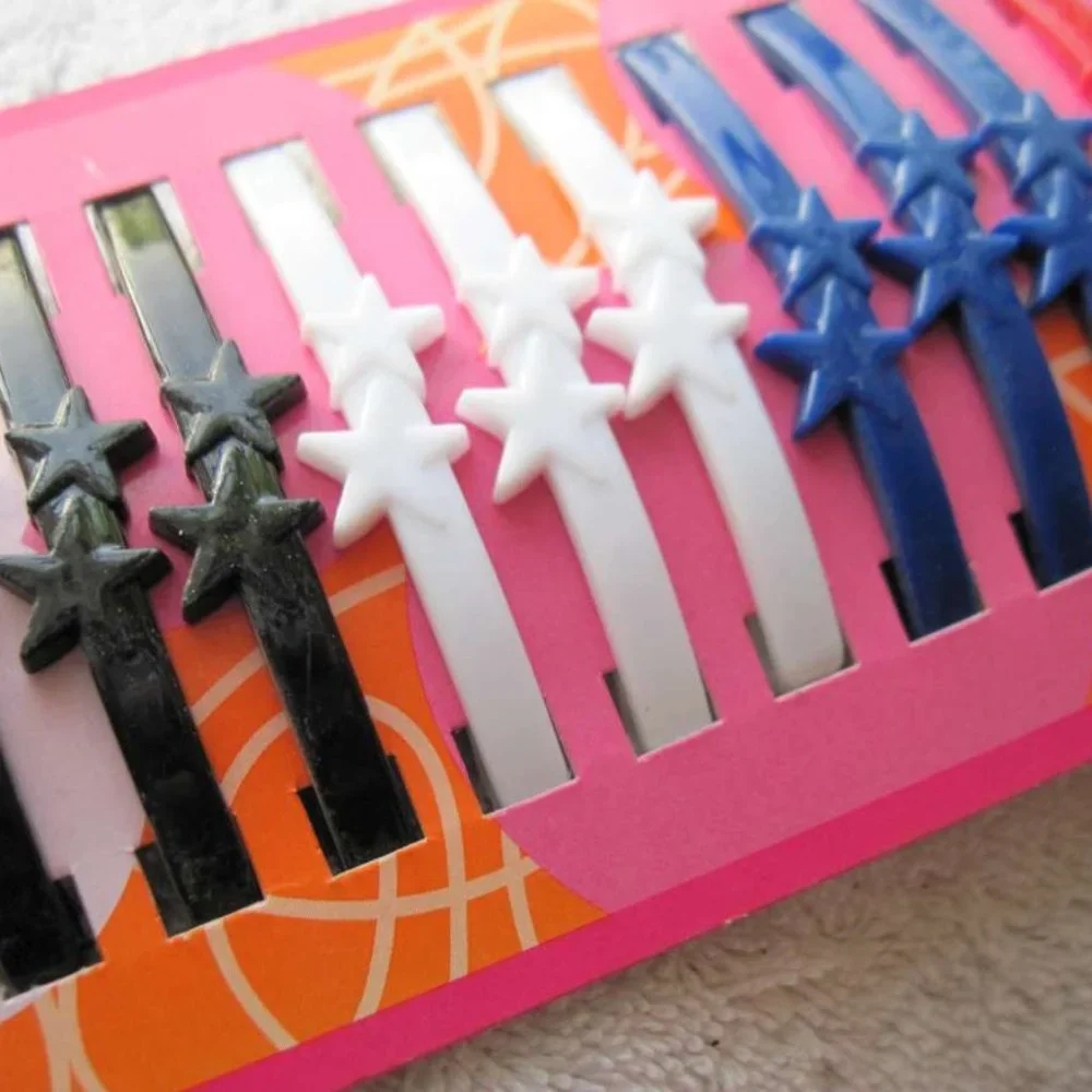 12 Just Basic All Plastic Hair Barrettes Clips Pins Design No Metal Allergy Safe
